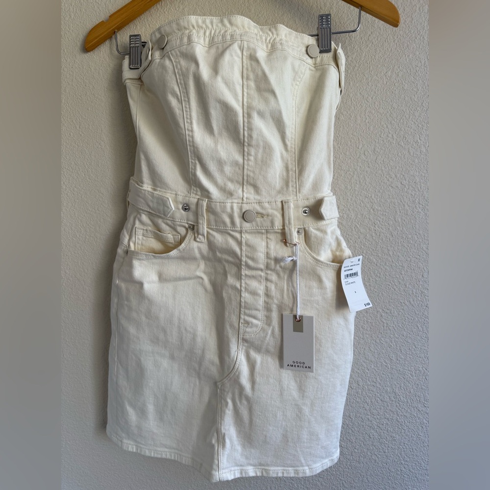 Good American Denim Cloud White Strapless Tube Mini Dress Women’s  Size S